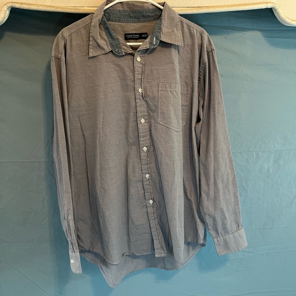 Mens Large (42-44) FADED GLORY BLUE AND WHITE TINY PIN STRIPED LONG SLEEVED - Picture 2 of 6